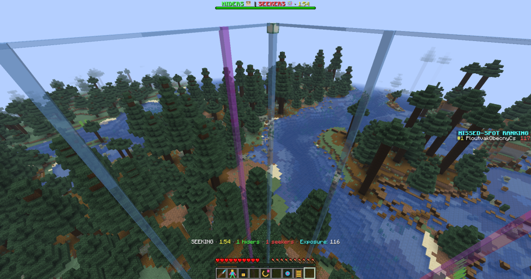 A configured forest arena surrounded by ChromaHunt border markers