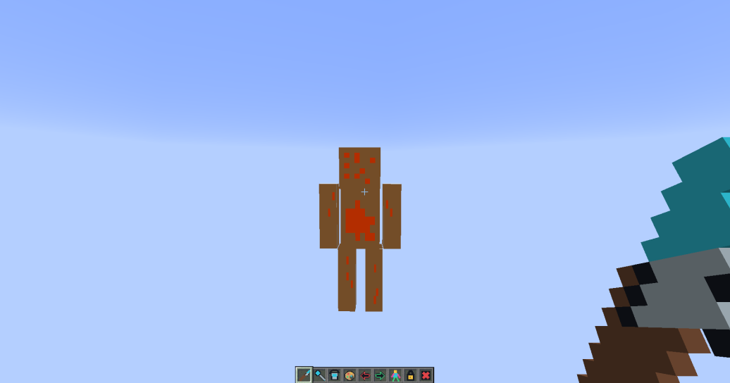 A ChromaHunt player painting a brown and red avatar in front of them